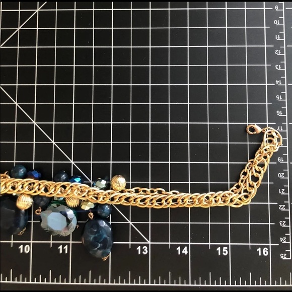 Vintage Blue Crystal Necklace & Gold Wrap Earrings 💙 - Picture 9 of 12